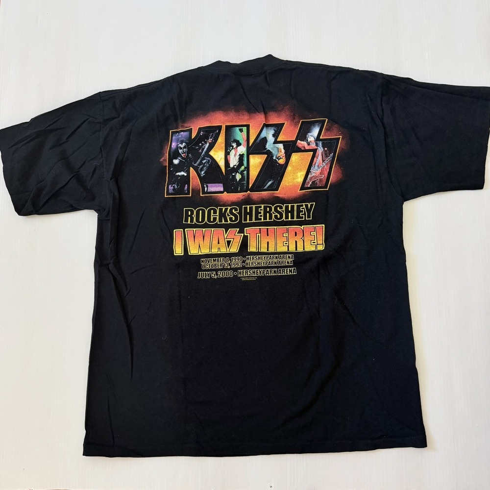 Vtg 2000 KISS Rocks Hershey PA Farewell Tour I Was There T-Shirt Fire Flames XL - Picture 3 of 6